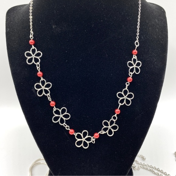 Necklace Bundle of Six Silver Tone Black + Bracelet - Picture 5 of 12